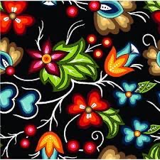 International Textiles - Native Floral 2 Black
