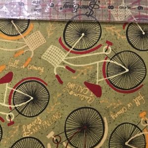 Cador Textiles - Autumn Road Green bicycles