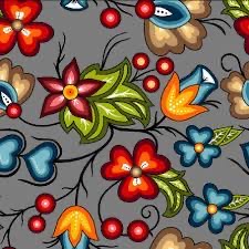 International Textiles - Native Floral 2 Grey