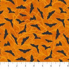 Northcott - black cat capers orange