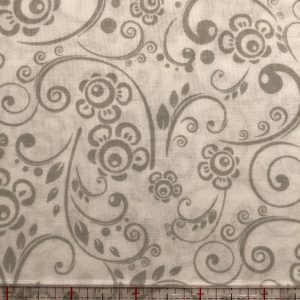 Grey/white floral swirl