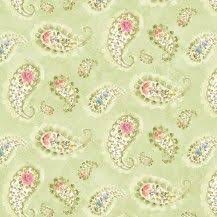 Cador Textiles - light green paisley pink/blue