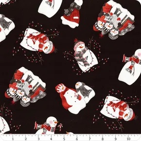 Cador Textiles - snowy tidings snowmen black