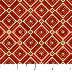 Northcott - red tonal/gold square print