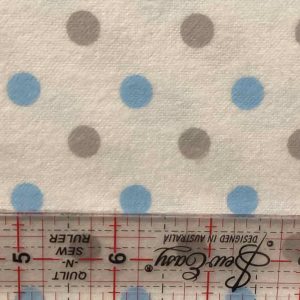 Flannel - blue/white/grey polka dots
