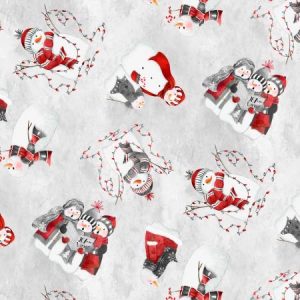 Cador Textiles - snowy tidings grey snowmen