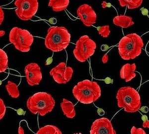 Timeless Treasures - poppies red/black