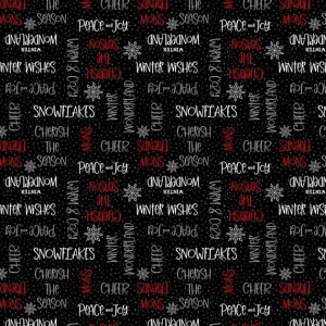 Cador Textiles - snowy tidings wording black