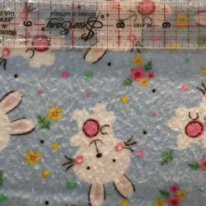 Flannel - light blue bunnies with flowers