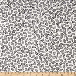 Cotton - black & white leaves