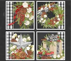 Panel - Christmas Gingham pillow panel