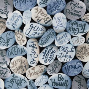 Timeless Treasures - home blue rocks