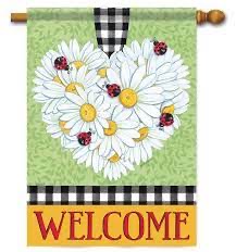 Small double sided flag - daisy heart