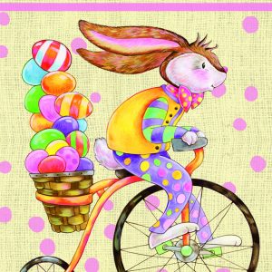 Small flag - happy Easter bunny on bike