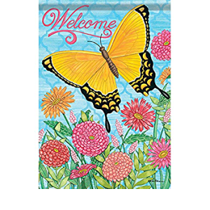 Large double sided flag - Welcome yellow butterfly