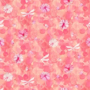 Northcott- Dragonfly dreams peach multi floral