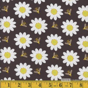 Mook Fabrics - Bee time floral black
