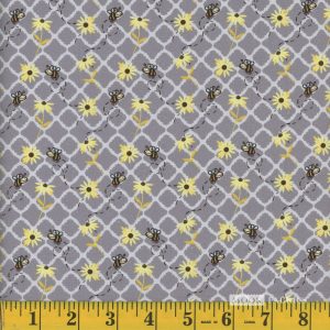 Mook Fabrics - busy bees Grey