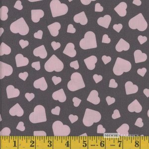 Mook Fabrics - Simple heart pink & grey
