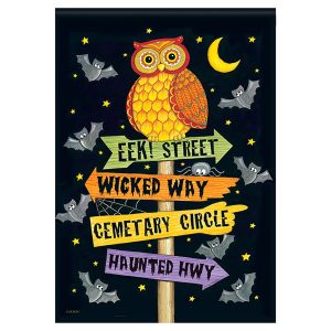 Small Double Sided Glitter Flag - Eek Street Owl