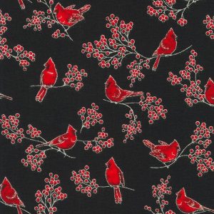 Robert Kaufman - holiday charms cardinals
