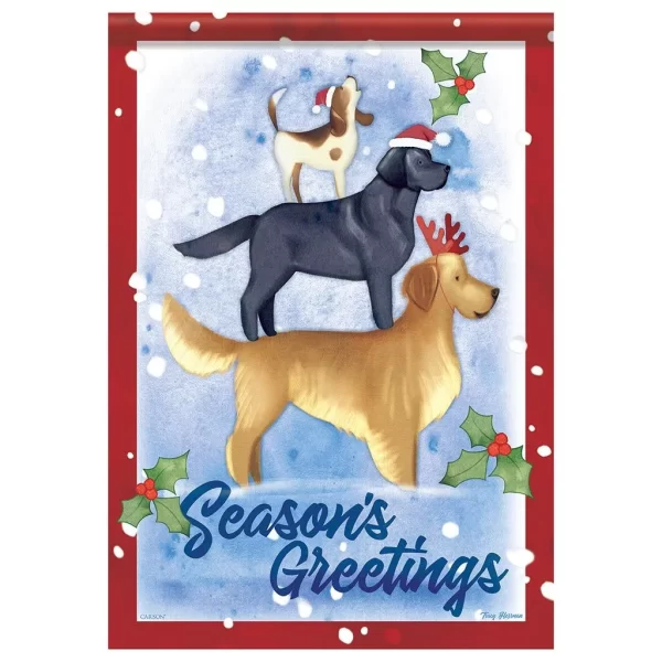 Small double sided flag - Christmas Dogs