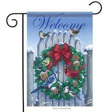 Large double sided flag - Snowy Song Birdhouse