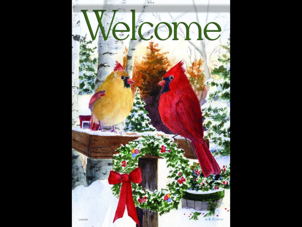 Large double sided flag - Christmas Cardinals