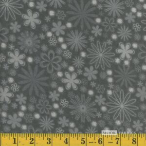 Flannel 108” Floral Steel Grey