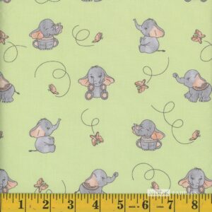 Elephants & Butterflies yellow with teal