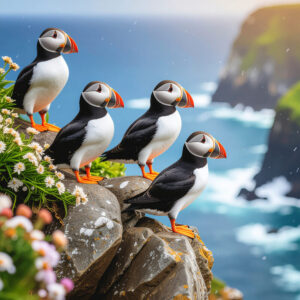 Mook Fabrics - Puffins in the Seasons Summer Flock