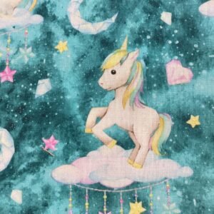 Teal unicorn mobile Fabric