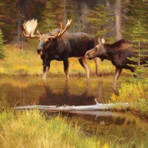Panel - Majestic Nature Swamp Mates Moose