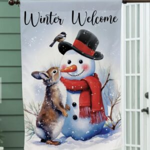 Large Double Sided Flag - Snowman & Friends