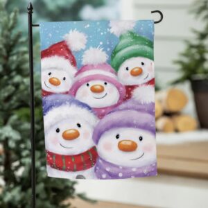 Large Double Sided Flag - Snowman Family